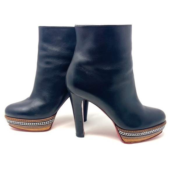 Christian Louboutin Black Smooth Leather Ankle Booties size 9 - Picture 2 of 15